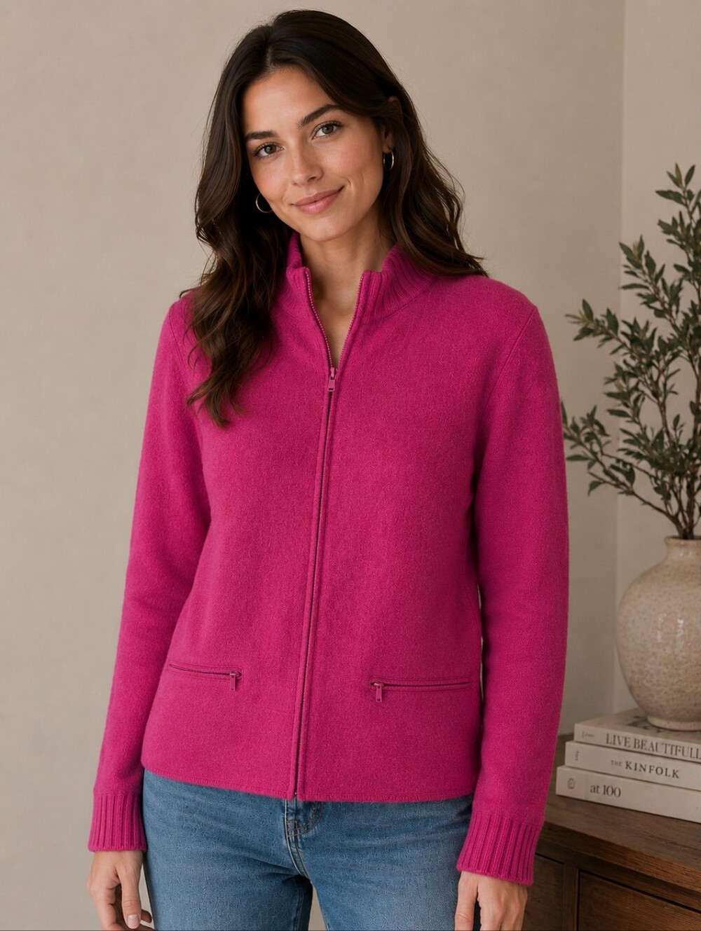 Vintage Evan Picone Boucle Wool Sweater Pink Sz L Pteppy Academia Old Money